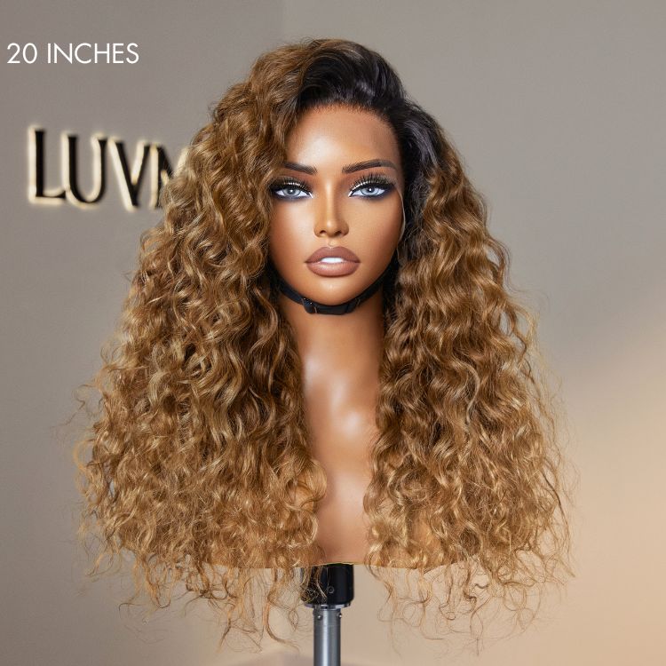 Sun-kissed Ombre Blonde Water Wave Glueless 13x4 Frontal Lace Wig Free Part