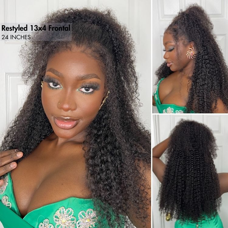 4C Edges | Realistic Kinky Edges Afro Curly Glueless Long Wig 100% Human Hair