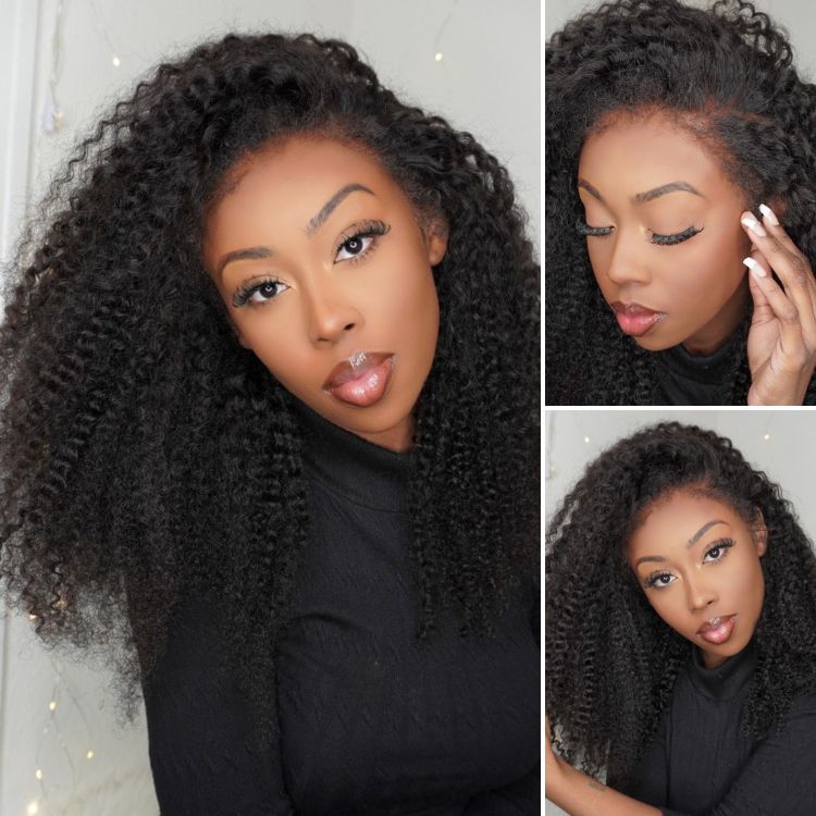 4C Edges | Realistic Kinky Edges Afro Curly Glueless Long Wig 100% Human Hair