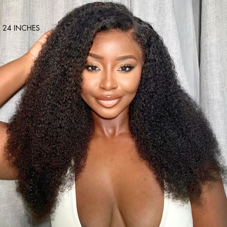 4C Edges | Realistic Kinky Edges Afro Curly Glueless Long Wig 100% Human Hair