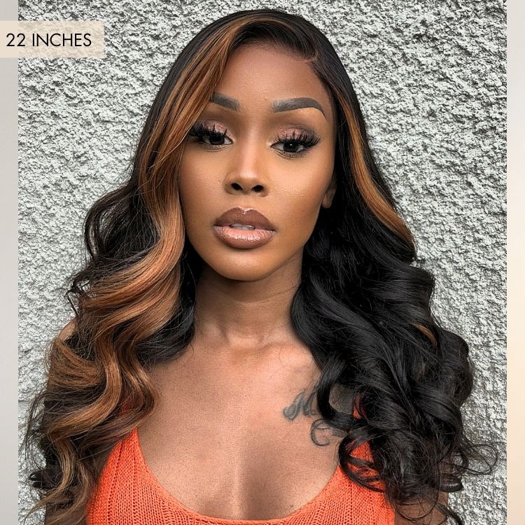 Flash Sale | Blonde Brown Highlights Loose Body Wave Glueless 5x5 Closure Lace Wig Face-Framing