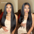 180% Density | Silky Straight Glueless 5x5 Closure Undetectable HD Lace Long Wig | Large & Small Cap Size