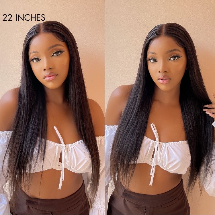 Win Back | Effortless Straight 4x4 Closure Lace Glueless Mid Part Long Wig 100% Human Hair