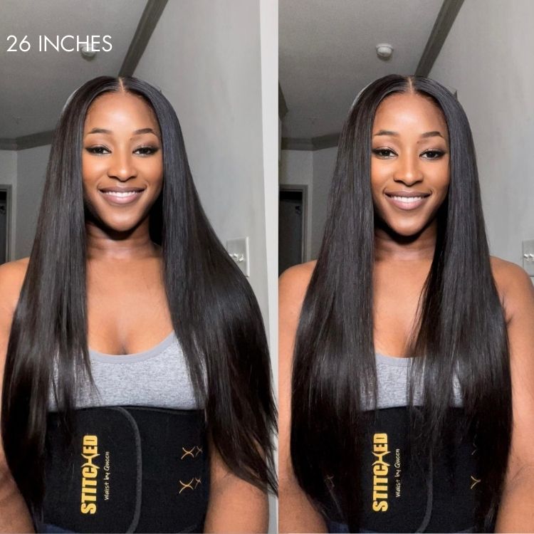 Win Back | Effortless Straight 4x4 Closure Lace Glueless Mid Part Long Wig 100% Human Hair