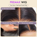 PreMax Wigs | Super Natural Hairline Silky Straight Glueless 13x4 Frontal Lace Wig Human Hair Pre-plucked