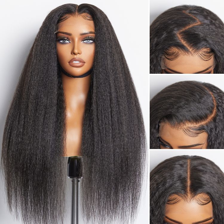 Parting Max Glueless Wig 180% Density Kinky Straight 7x6 Closure HD Lace Wig Ready to Go