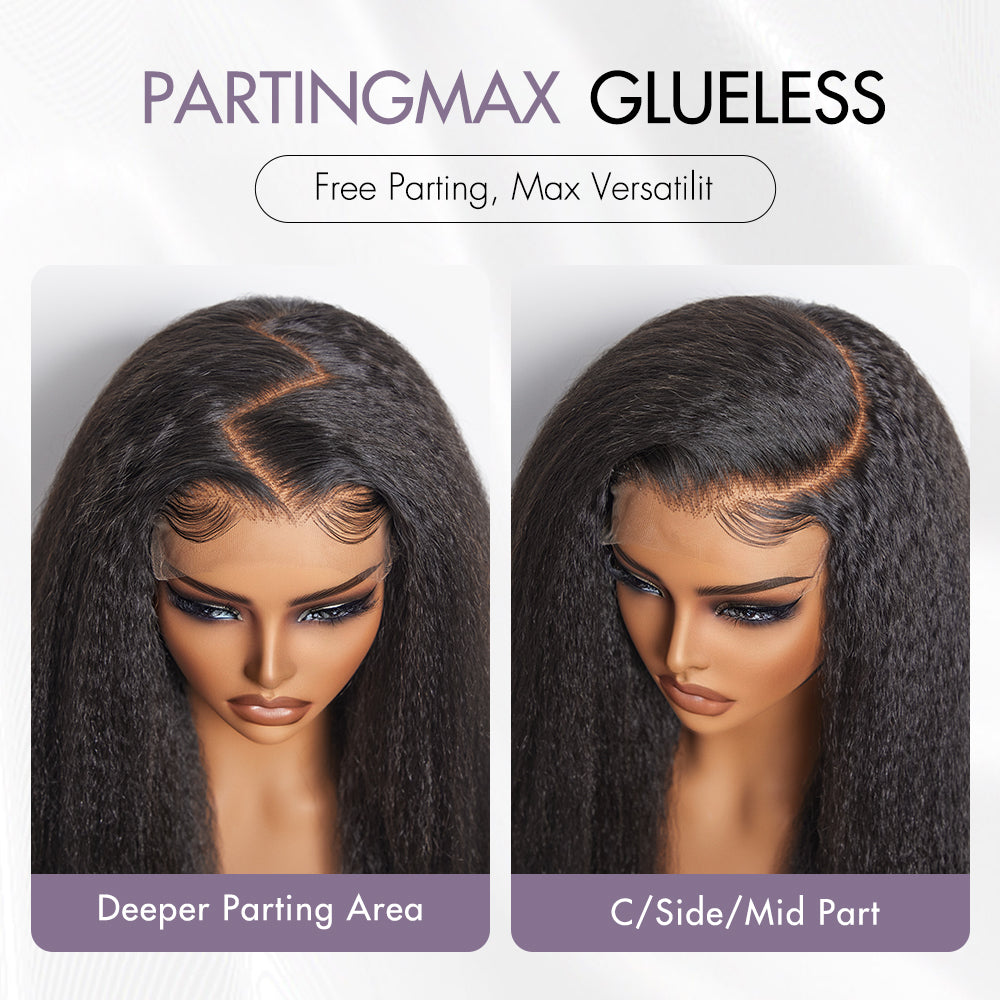 Parting Max Glueless Wig 180% Density Kinky Straight 7x6 Closure HD Lace Wig Ready to Go