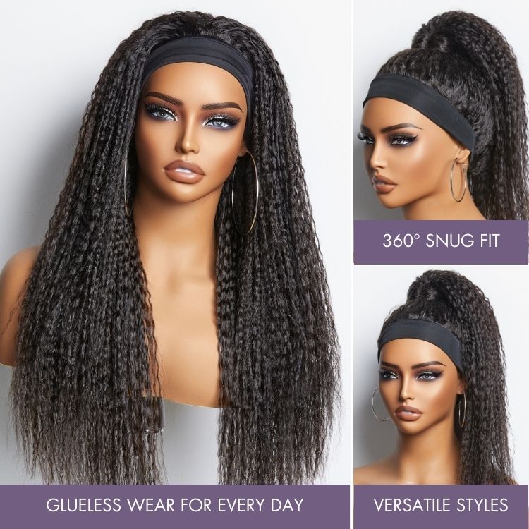 TWIST | Throw On & Go Dreadlock Style Glueless Long Headband Wig 100% Human Hair (Get Free Trendy Headbands)