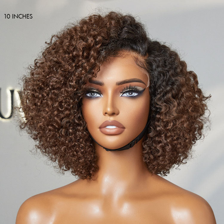 Newbie Only | Ombre Brown Fluffy Kinky Curl Glueless Minimalist HD Lace Wig Ready To Go