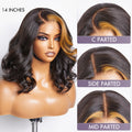 Face-Framing Blonde Highlights C Part Loose Wave Glueless 5x5 Closure Lace Wig Pre-bleached