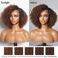 Ombre Brown Fluffy Kinky Curl Glueless Minimalist HD Lace Wig Ready To Go