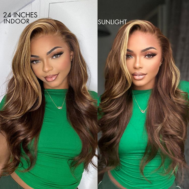 Crazy Wednesday | Honey Blonde Highlight / Natural Black Loose Body Wave Glueless 13x4 Lace Front Wig