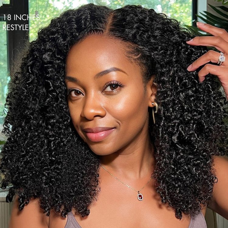 Go Natural Ease | Kinky Curly Full Hair Glueless 5x5 Closure Lace Mid Part Wig Ready to Go