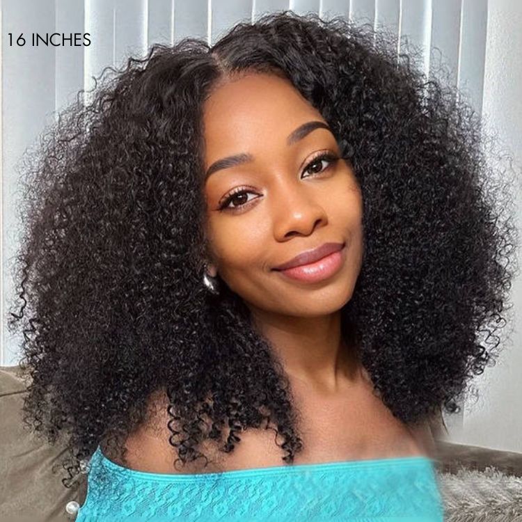 Go Natural Ease | Kinky Curly Full Hair Glueless 5x5 Closure Lace Mid Part Wig Ready to Go