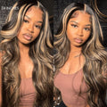 Blonde Highlight Big Loose Wave 5x5 Closure HD Lace Glueless Mid Part Wig 100% Human Hair