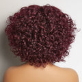 Trendy Burgundy Curly Bob Glueless Minimalist Lace T Part Wig 100% Human Hair