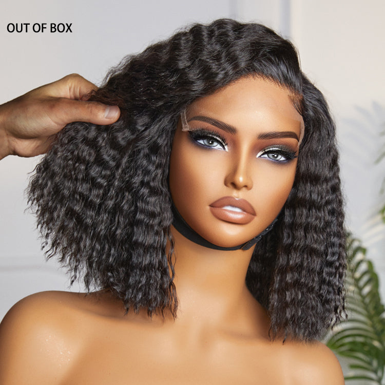 Boho-Chic | Super Bob Bohemian Curly Minimalist HD Lace Glueless C Part Short Wig 100% Human Hair