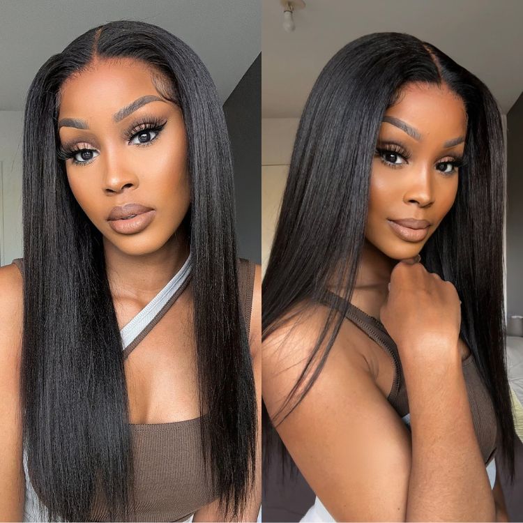 Yaki Straight 5x5 Closure HD Lace Glueless Long Wig 100% Human Hair