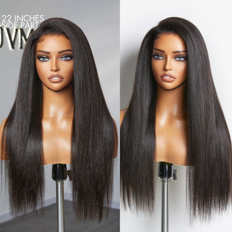 Yaki Straight 5x5 Closure HD Lace Glueless Long Wig 100% Human Hair