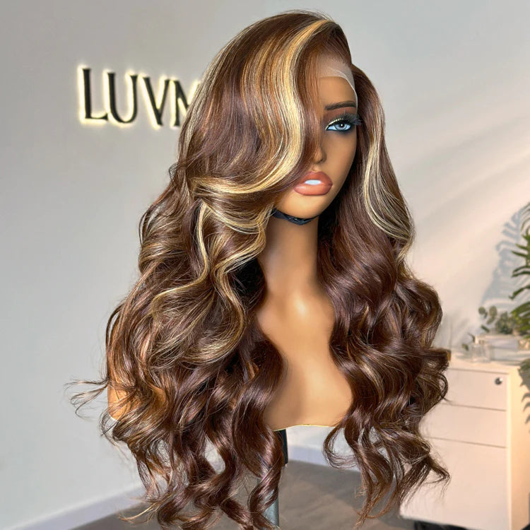 Pre-plucked 180% Density Glueless 13x4 Frontal Lace Long Wig 100% Human Hair