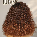 Parting Max Glueless Wig Ombre Copper Brown / Natural Black Water Wave 7x6 Closure HD Lace Wig