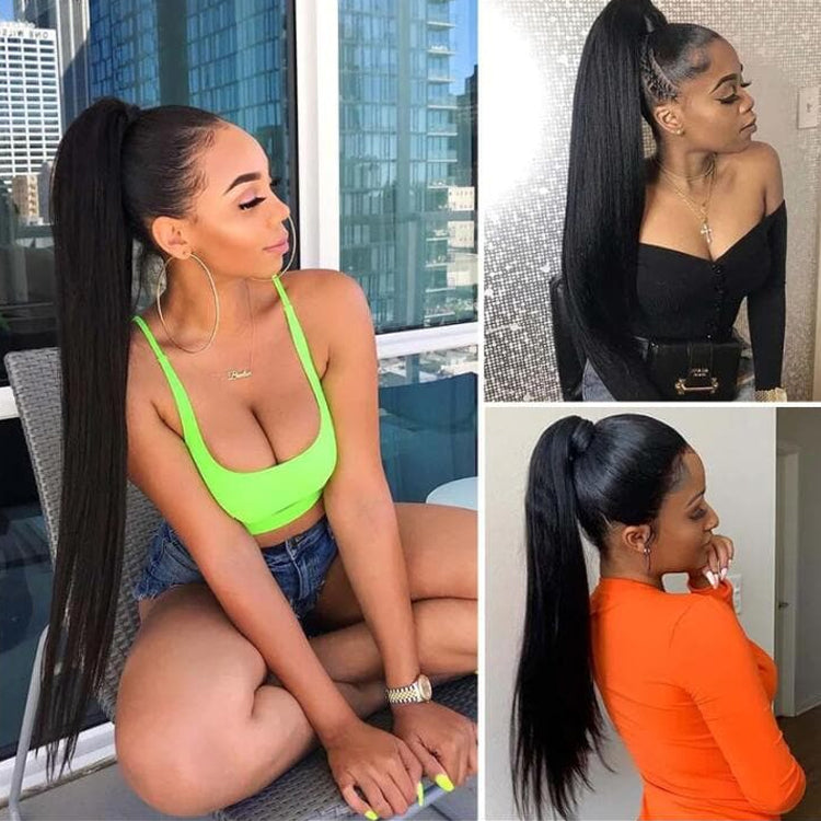 Straight Virgin Human Hair Sleek Ponytail Extension Easy to Wear | Upgraded 2.0