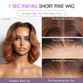 1 SEC INSTALL WIG | Elegant Boss Vibe Short Pixie Cut Natural Black / Ombre Brown Glueless Minimalist HD Lace Wig Ready to Go