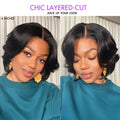 1 SEC INSTALL WIG | Elegant Boss Vibe Short Pixie Cut Natural Black / Ombre Brown Glueless Minimalist HD Lace Wig Ready to Go