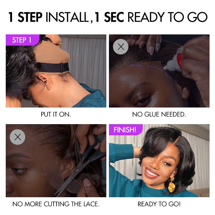 Crazy Wednesday | 1 SEC INSTALL WIG | Elegant Boss Vibe Short Pixie Cut Natural Black / Ombre Brown Glueless Minimalist HD Lace Wig Ready to Go