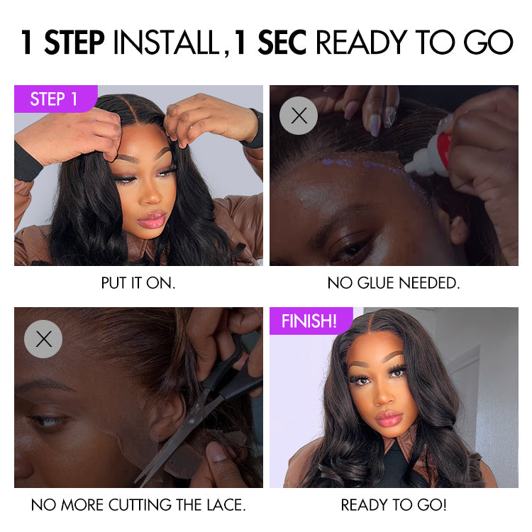 Win Back | 1 SEC INSTALL WIG | Gorgeous Natural Black Loose Wave 5x5 Closure Lace Glueless Short Wig | Large & Small Cap Size