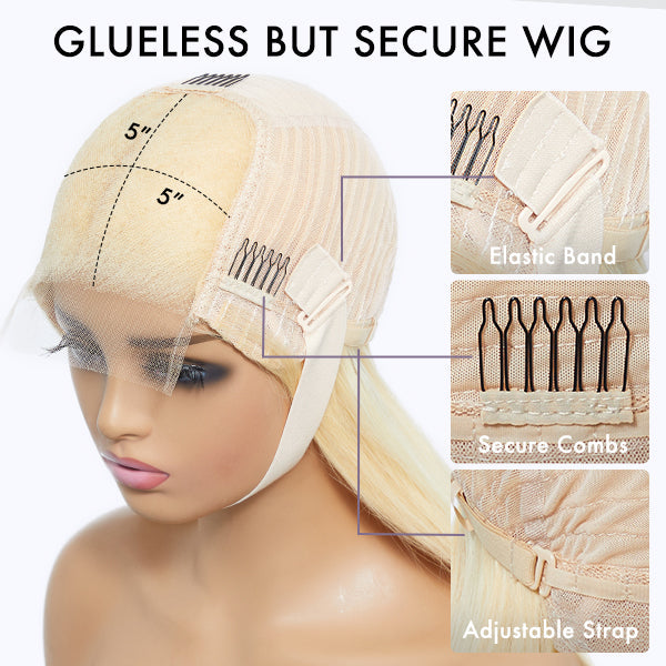 613 Blonde Water Wave Glueless 5x5 Closure Invisible HD Lace Wig 100% Human Hair