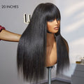 Breathable Cap Yaki Straight Ultra Natural Minimalist Undetectable Lace Long Wig with Bangs