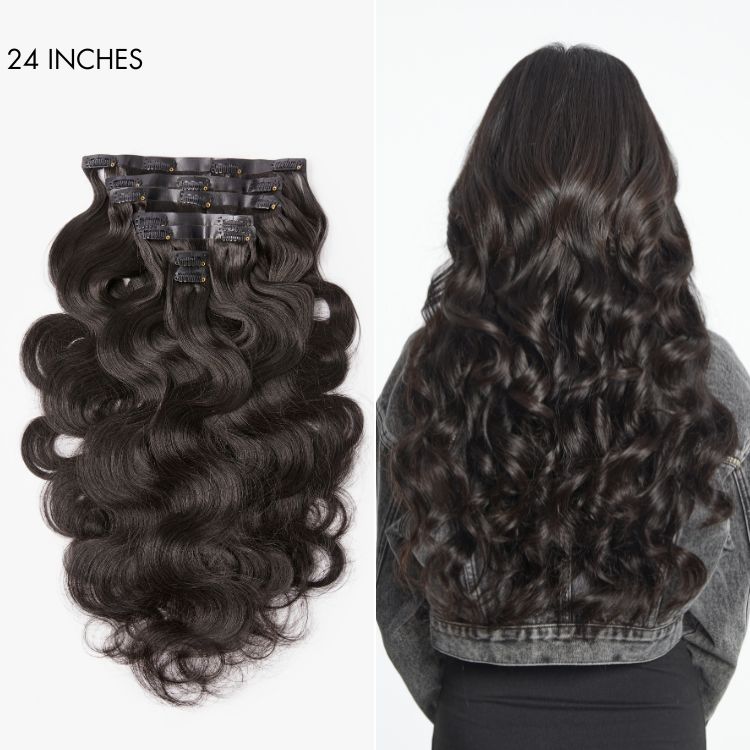 Soft Body Wave Clip in Human Hair Extensions Hair Pieces 135g 9pcs / 7pcs with Free Gift