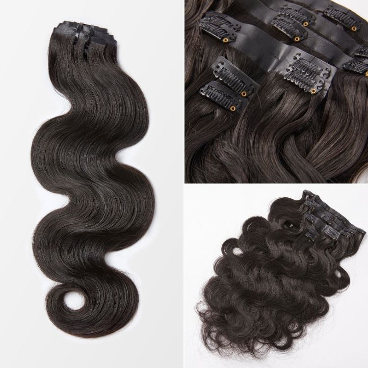 Soft Body Wave Clip in Human Hair Extensions Hair Pieces 135g 9pcs / 7pcs with Free Gift