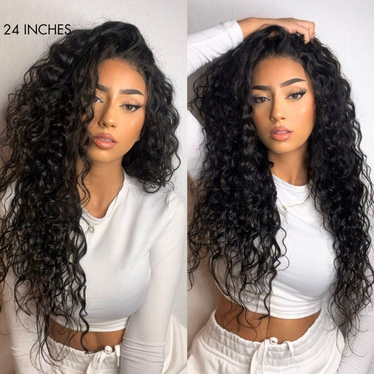 Parting Max Glueless Wig Ombre Copper Brown / Natural Black Water Wave 7x6 Closure HD Lace Wig