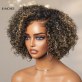 1 SEC INSTALL WIG | Honey Blonde Highlight Kinky Curly Glueless Minimalist HD Lace Classic Short Wig