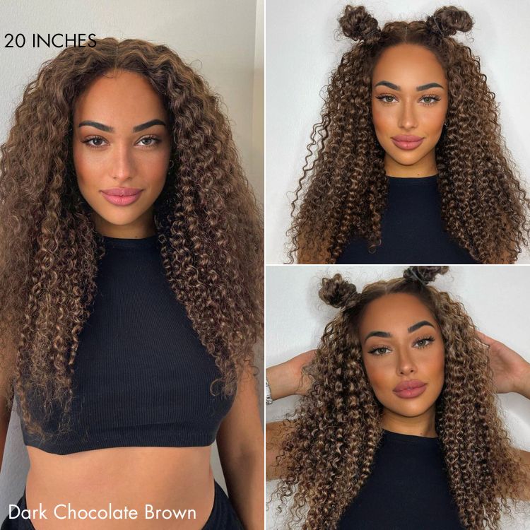 Crazy Wednesday | Chocolate Brown Long Curly Glueless 5x5 Closure Long Wig 100% Human Hair