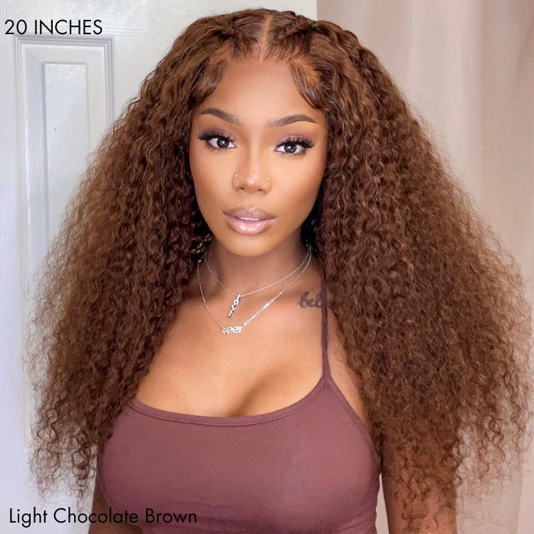 Crazy Wednesday | Chocolate Brown Long Curly Glueless 5x5 Closure Long Wig 100% Human Hair