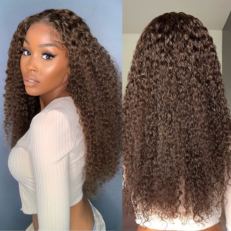 Crazy Wednesday | Chocolate Brown Long Curly Glueless 5x5 Closure Long Wig 100% Human Hair