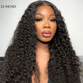 Deep Wave 4x4 Closure Lace Glueless Mid Part Long Wig 100% Human Hair