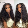 Deep Wave 4x4 Closure Lace Glueless Mid Part Long Wig 100% Human Hair