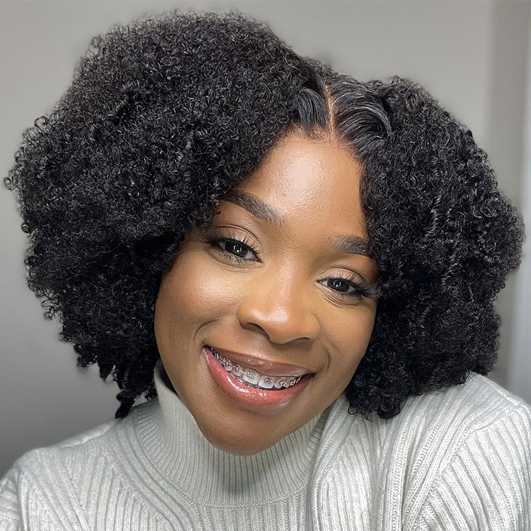 Go Natural Ease | Breathable Cap Natural Bouncy Fluffy Jerry Curl Glueless 5x5 Closure Lace Wig Ready to Go