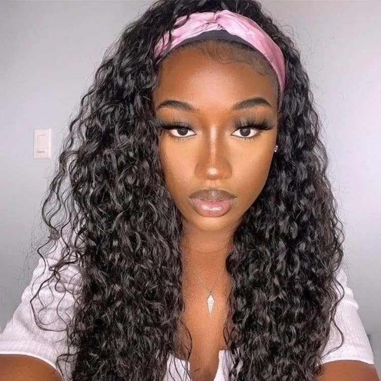 Special Deal | Natural Black Loose Deep Wave No Lace Glueless Free Part Headband Wig 100% Human Hair (Get Free Trendy Headbands)