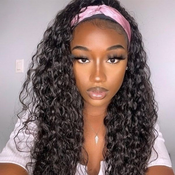 Special Deal | Natural Black Loose Deep Wave No Lace Glueless Free Part Headband Wig 100% Human Hair (Get Free Trendy Headbands)