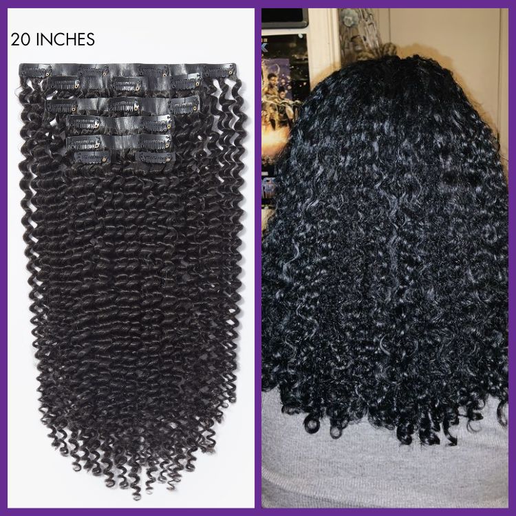 Full Kinky Curly Clip in Human Hair Extensions Hair Pieces 135g 9pcs / 7pcs with Free Gift