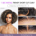 1 SEC INSTALL WIG | Honey Blonde Highlight Kinky Curly Glueless Minimalist HD Lace Classic Short Wig