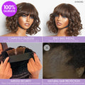 Beginner Friendly Brown Loose Wave Glueless Minimalist Lace Short Wig with Bangs Ready to Go