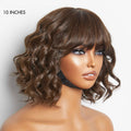 Beginner Friendly Brown Loose Wave Glueless Minimalist Lace Short Wig with Bangs Ready to Go