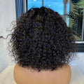 Natural Short Curly Human Hair Wig Top Lace Fringe Wig With Bangs