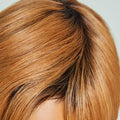 Mature Boss Vibe Honey Blonde Pixie Cut No Lace Short Glueless Wig With Bangs 100% Human Hair